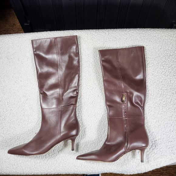 NEW Nordstrom Brown Kora Tall Leather heeled Boots Women's size 7.5 - Picture 1 of 7
